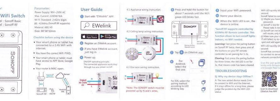 Sonoff Basic Smart Wifi Controller Manual User Guide