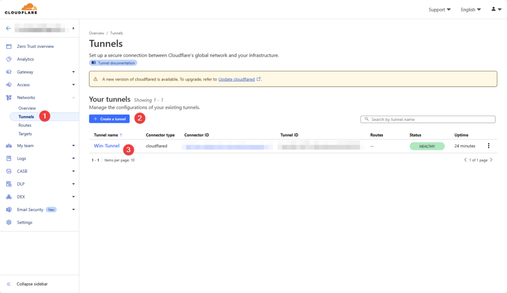 Cloudflare Tunnel Setup Interface