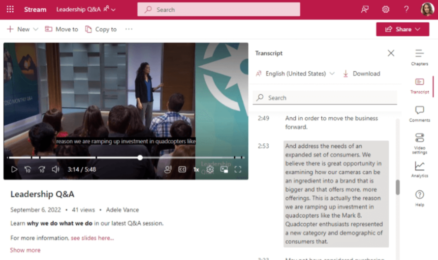 How to Transcribe a Recorded Office Meeting via Microsoft Office Stream